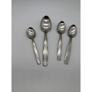 Oneida Stainless Steel Spoons Set 4 Mixed Sizes Vintage MCM Stepped Handle USA
